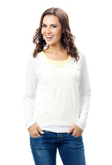 Fototapeta premium Smiling beautiful young woman, isolated