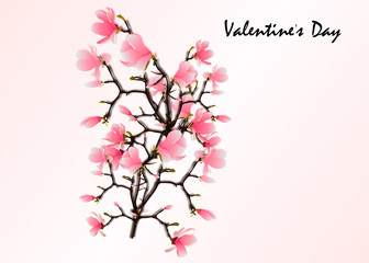 Tree of love with leaves from heart shape. Weddings or Valentine's day idea for your design