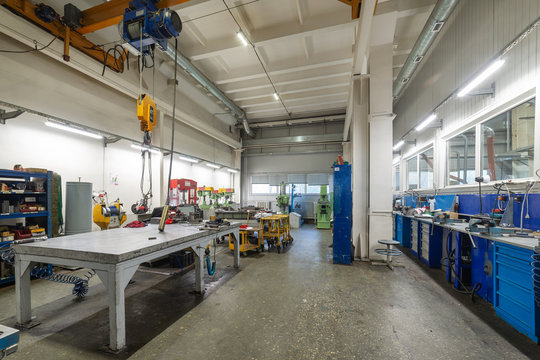 The interior of the metalworking shop. Modern industrial enterprise.