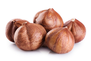 Hazelnut isolated on white background.