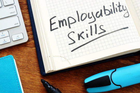 Employability skills handwritten in the notebook.