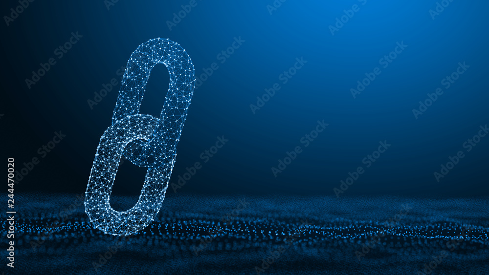 Aufkleber block chain concept - chain consists of network connections . 3d rendering