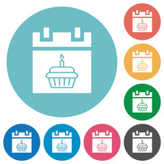 Birthday flat round icons