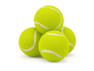 Tennis balls isolated on white - 3d rendering
