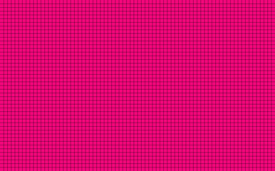 Pink cyclamen background with black horizontal and vertical lines forming small squares. Abstract pattern inspiration of symmetrical overlapping stripes in a single color against magenta background.