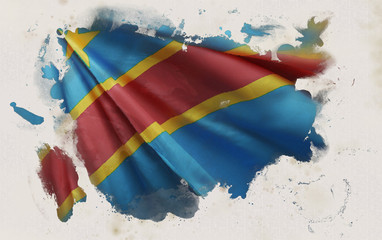  Democratic Republic Of The Congo Flag, Congo National Colors Background  <<3D Rendering>>