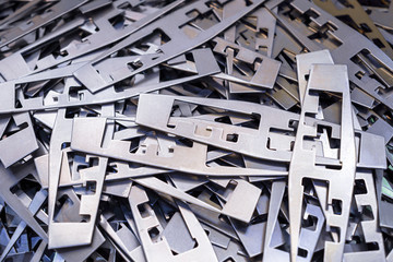 Metal plates after processing on die-cutting press
