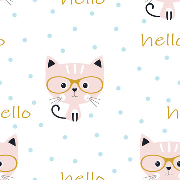 pattern with cat in glasses