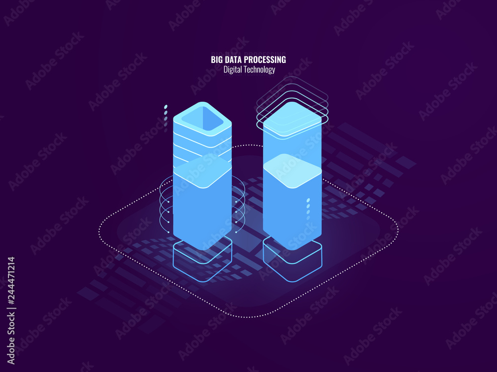 Poster awesome digital technology abstract concept, server room farm, blockchain security tech, database an