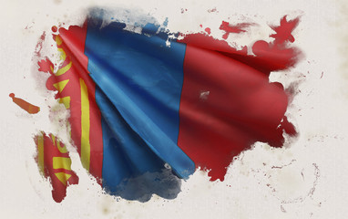 Mongolian Flag, Mongolia National Colors Background  <<3D Rendering>>