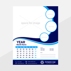 calendar design template with logo and icons