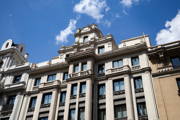 Beautiful classic traditional european architecture on the streets of the famous capital of Spain - Madrid
