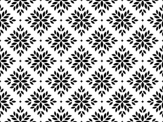 Flower geometric pattern. Seamless vector background. White and black ornament. Ornament for fabric, wallpaper, packaging, Decorative print
