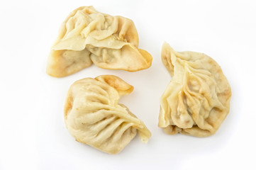 Chinese steam dumplings isolated on white