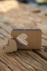 Wood heart Valentine on wooden