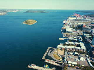 ハリファックスの港湾風景の空撮
