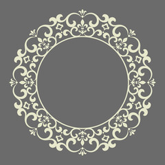 Damask graphic ornament. Floral design element. Grey vector pattern