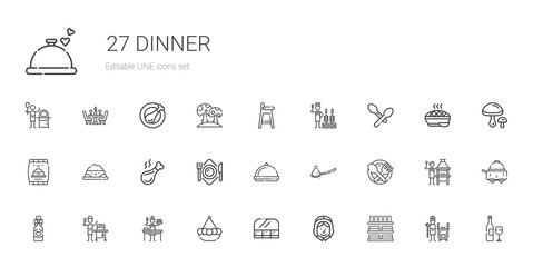 dinner icons set