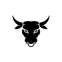 The head of a ferocious bull on white background