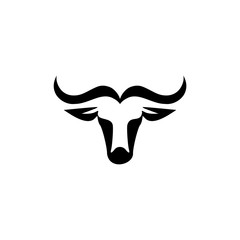 The head of a ferocious bull on white background