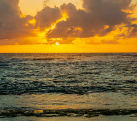 Golden sunrise in San Andrés Island, Colombia.