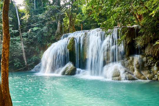 Erawan Waterfall, Erawan National Park in Kanchanaburi, Thailand © LR Photographies