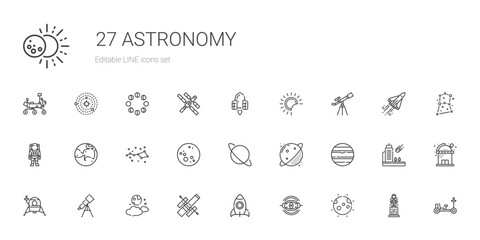 astronomy icons set - obrazy, fototapety, plakaty