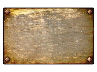 Old wooden plank with vintage nails
