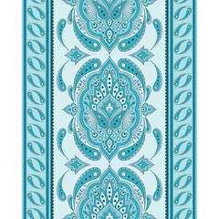 Ethnic Indian pattern border seamless vector. Vintage damask motif ornaments.
