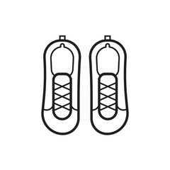 Golf shoes icon in line art. Bowling boot pair logo or emblem template.