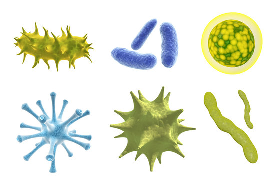 Set of virus, germ and bacteria