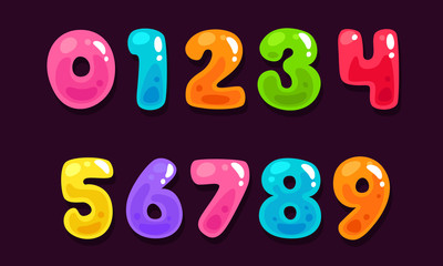 Jelly colorful bold kid font numbers