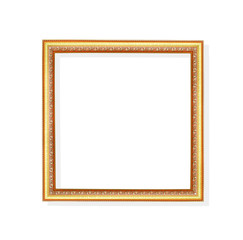 Decoration gorgeous metal gold picture frame with carving flower patterns  isolated on white background with clipping path