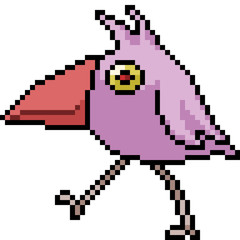 vector pixel art bird walk