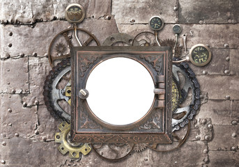 Grunge background with metallic frame