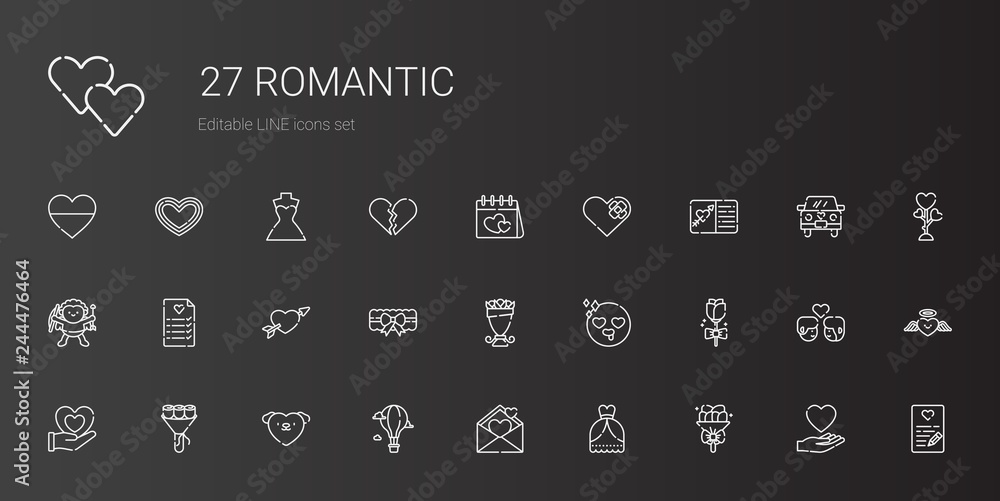 Poster romantic icons set