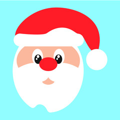 Santa flat icon sign vector illustration isolated on light blue background.  Symbol and element of Merry Christmas and Happy New Year.