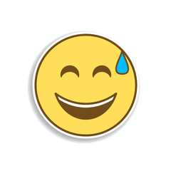 joy in a cold sweat colored emoji sticker icon. Element of emoji for mobile concept and web apps illustration.