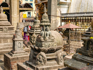 Fragment of some statues of Swayambhunath temple complex, Kathmandu, Nepal