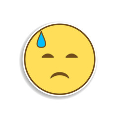 Fototapeta premium sadness in a cold sweat colored emoji sticker icon. Element of emoji for mobile concept and web apps illustration.