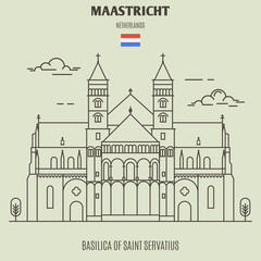 Basilica of Saint Servatius in Maastricht, Netherlands. Landmark icon