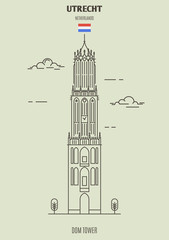 Dom Tower in Utrecht, Netherlands. Landmark icon