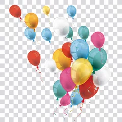 Fotobehang Colored Transparent Balloons Bunch Wind © Alexander Limbach