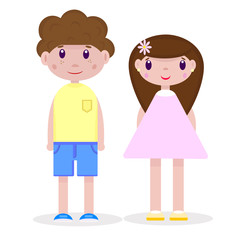Vector illustration of cheerful teenagers on white background