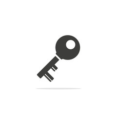 Monochrome vector illustration of a key, isolated on a white background.