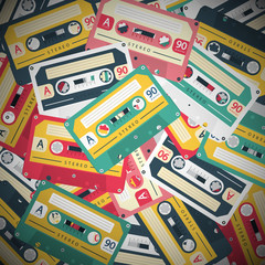 Audio Cassettes Retro Vector Music Background