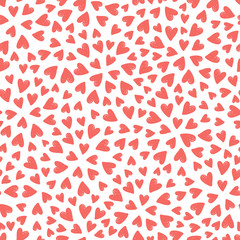 Coral pink hearts seamless pattern. Vector illustration