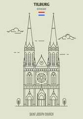 Saint Joseph Church in Tilburg, Netherlands. Landmark icon
