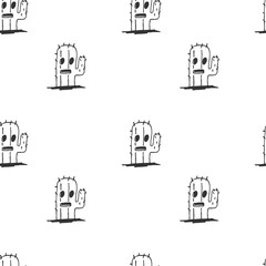 Cactus drawn by hand seamless pattern. Vector background for textiles