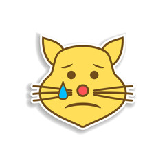 crying cat colored emoji sticker icon. Element of emoji for mobile concept and web apps illustration.